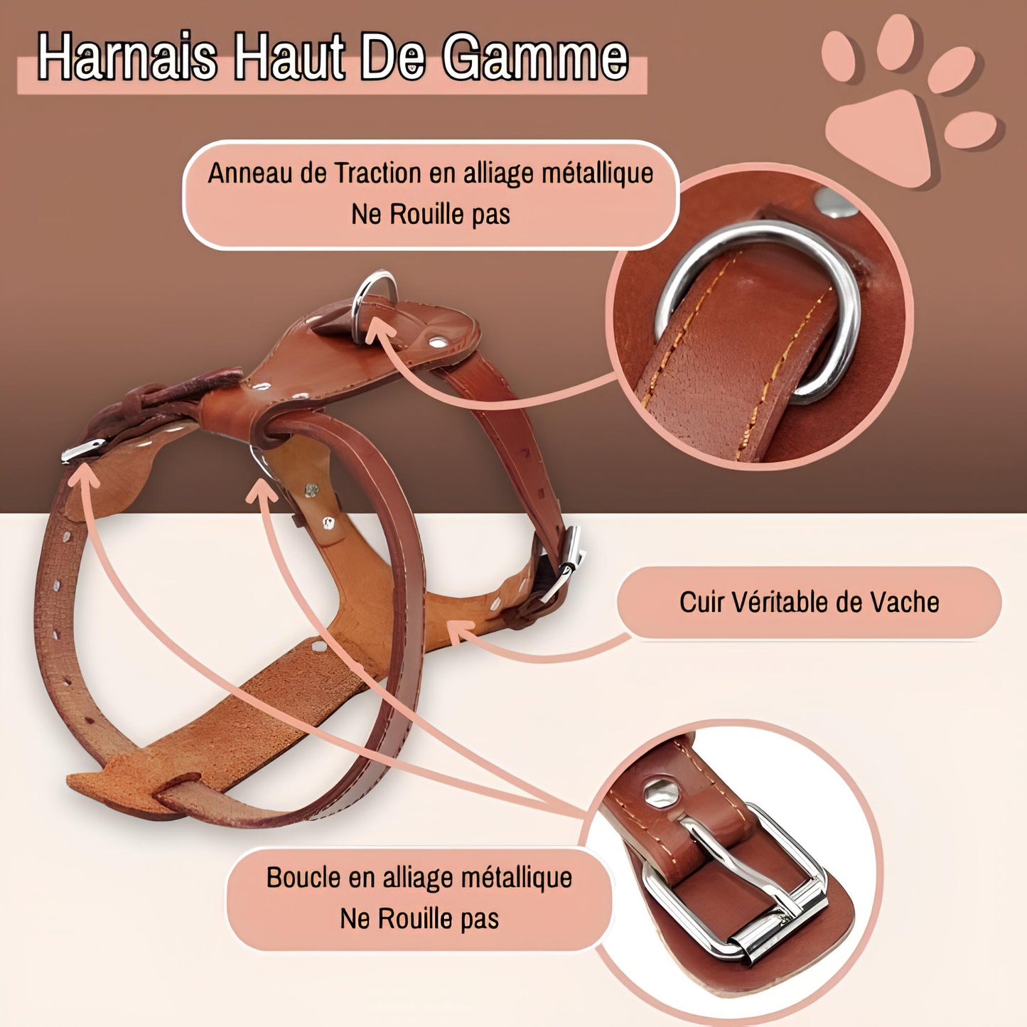 harnais en cuir veritable pour chien la niche de jules jujuluxeharness haut de gamme