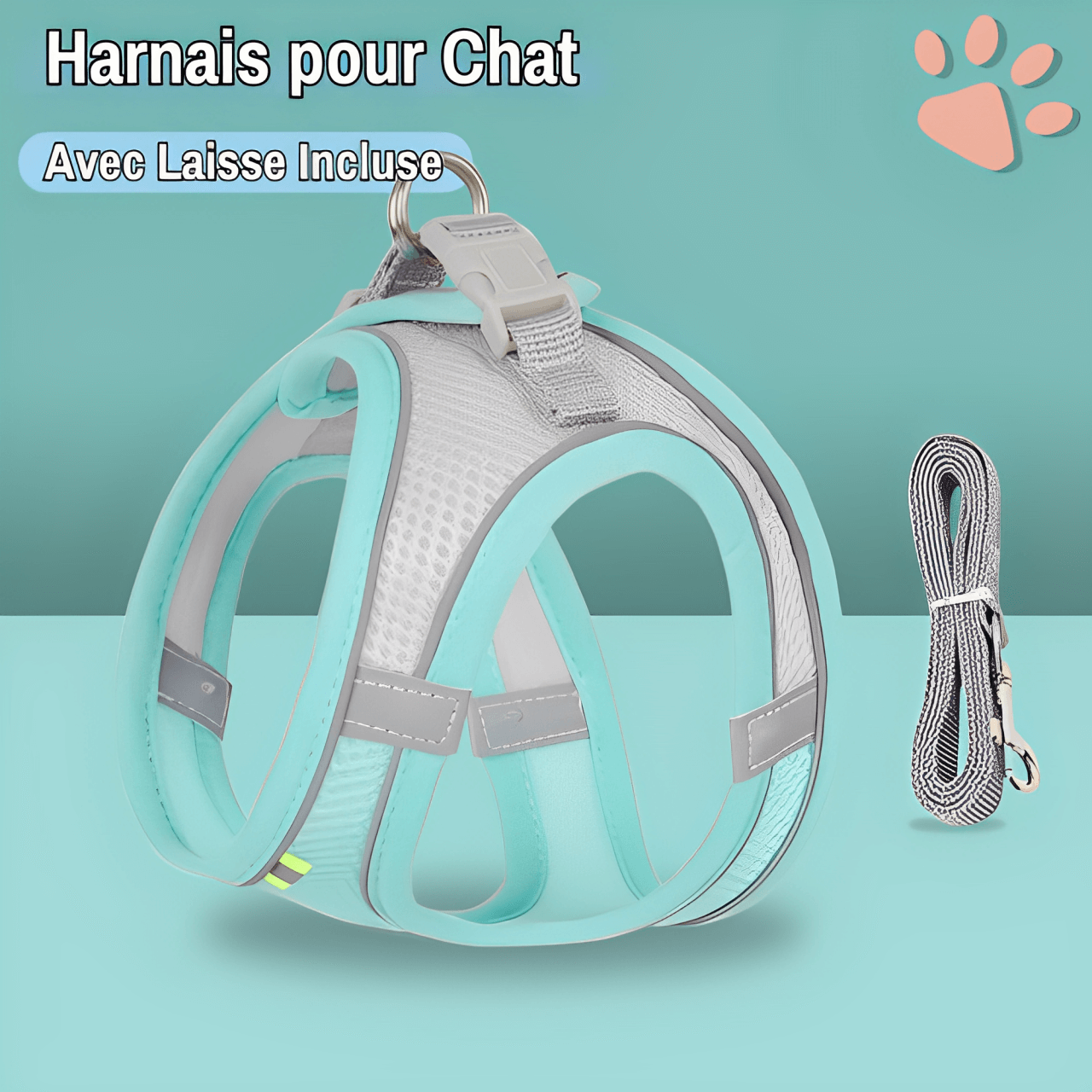 Harnais Pour Chat Avec Laisse Enrouleur - Taille S - Bleu Ciel - Réglable, Confortable Et Sécurisé Anti-Fuite