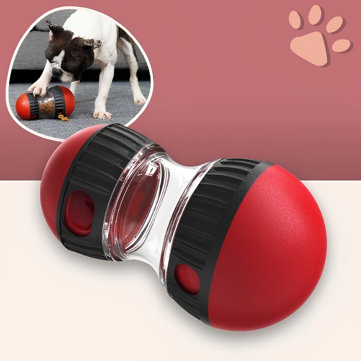 jouet distributeur de croquette pour chien jujusmartfeed la niche de jules rouge