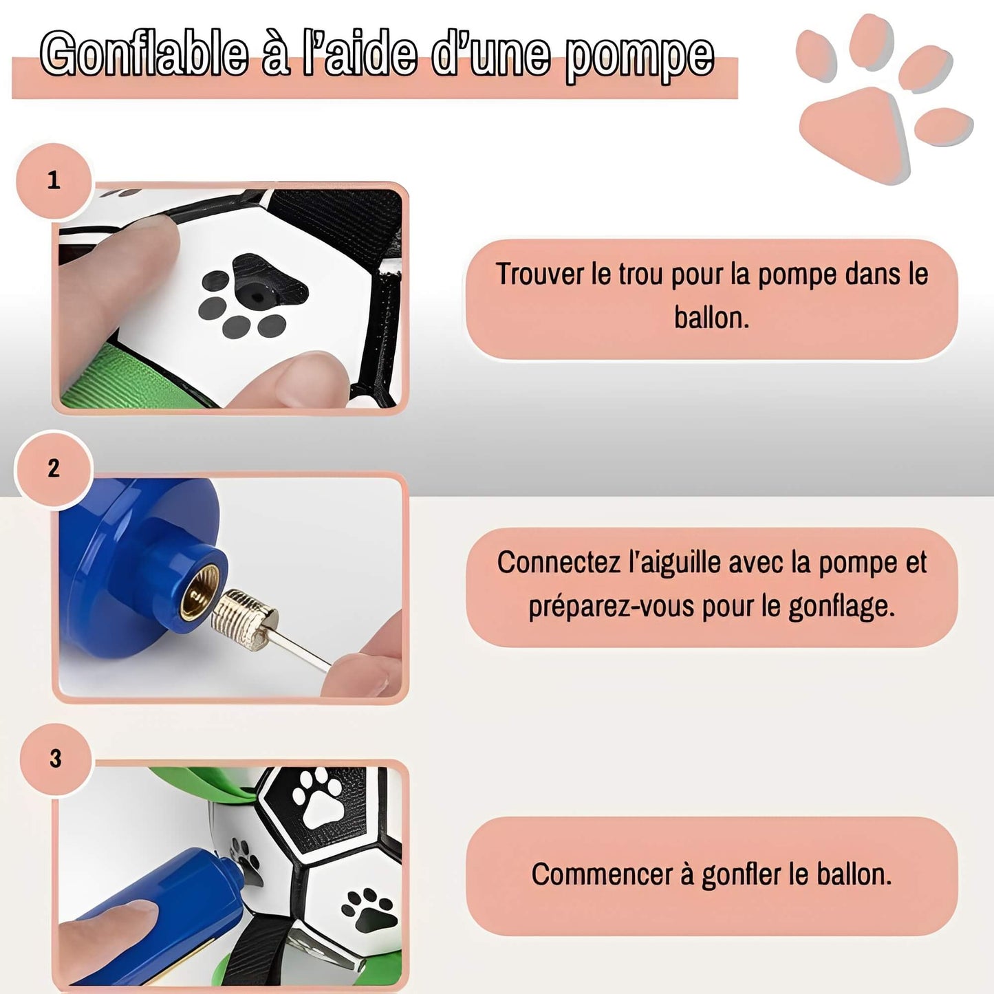 jouet pour chien ballon de
foot la niche de jules JujuGripball gonflable à l aide d'une pompe