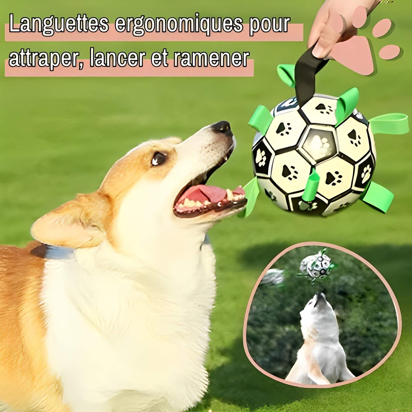jouet pour chien ballon de
foot la niche de jules JujuGripball languettes ergonomiques pour attraper, lancer et ramener
