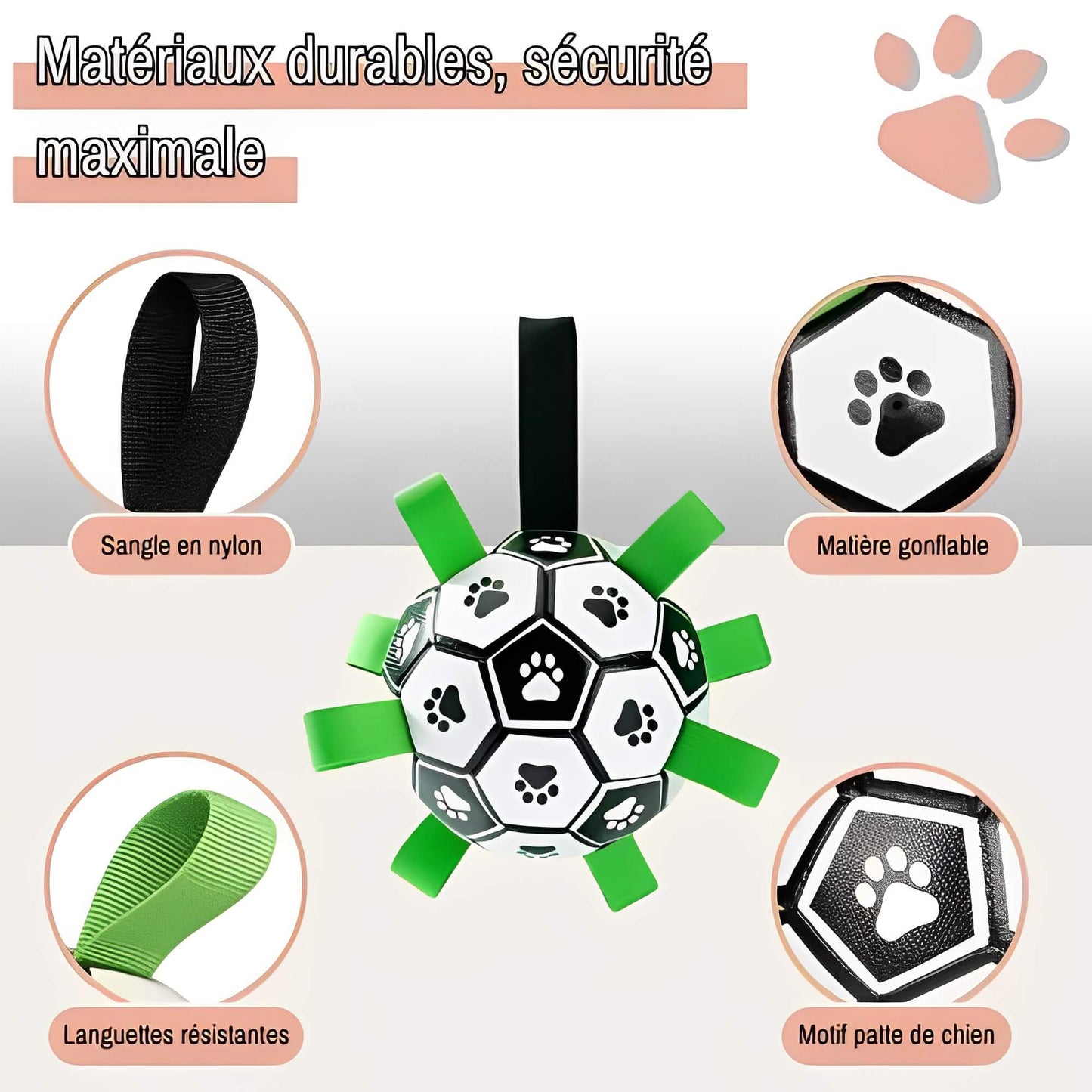 jouet pour chien ballon de
foot la niche de jules JujuGripball matériaux durables , sécurité maximale