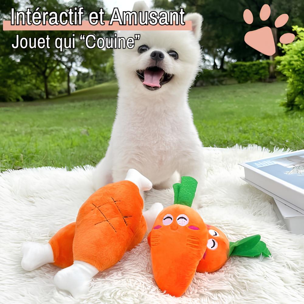 jouet pour chien peluche carotte os de poulet la niche de jules interactif amusant
