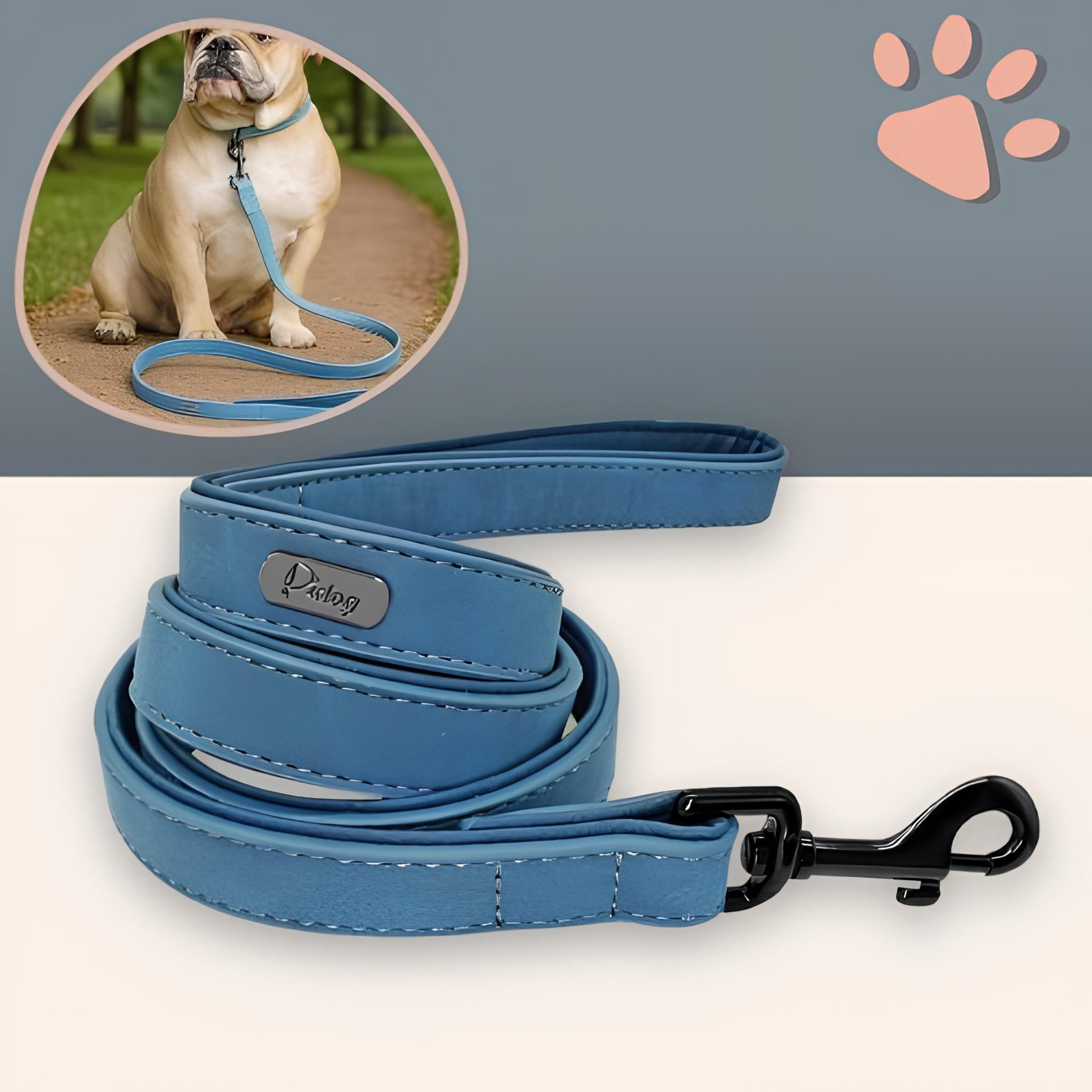 laisse pour chien cuir pu la niche de jules jujusecureleash bleu