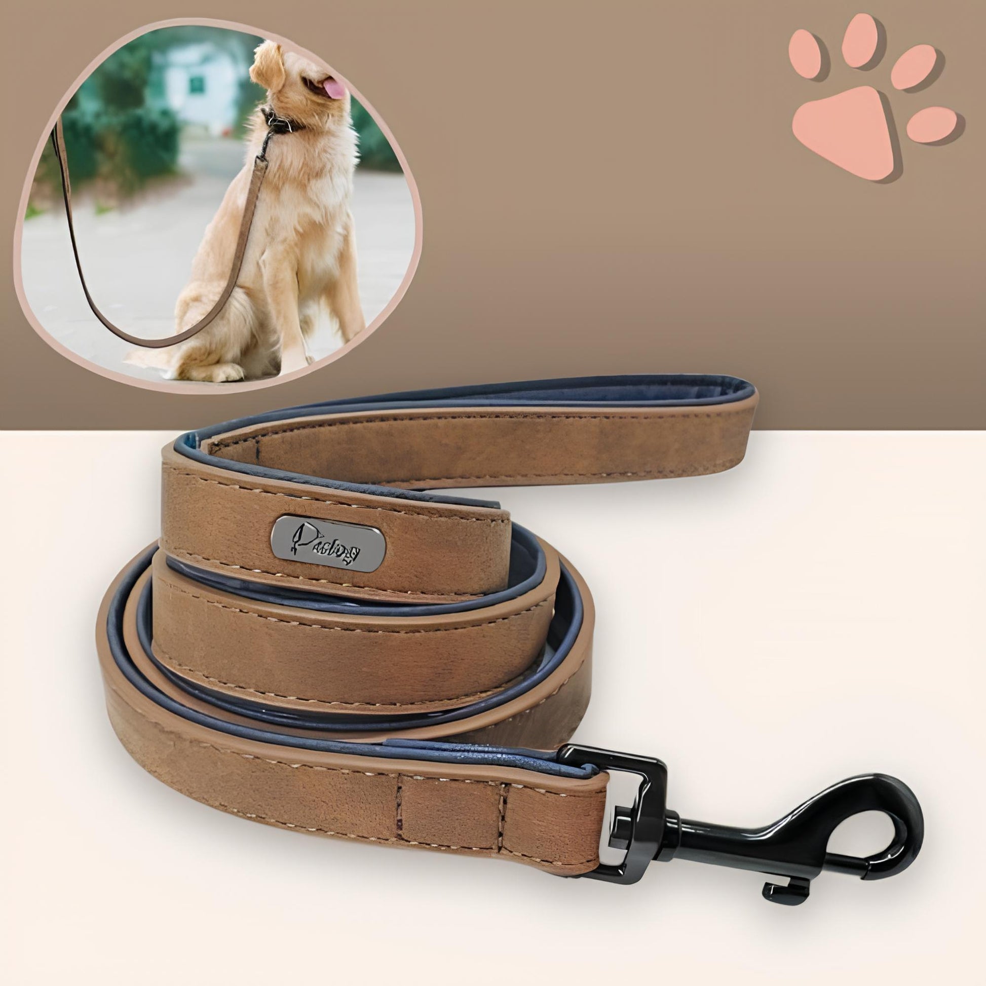 laisse pour chien cuir pu la niche de jules jujusecureleash café