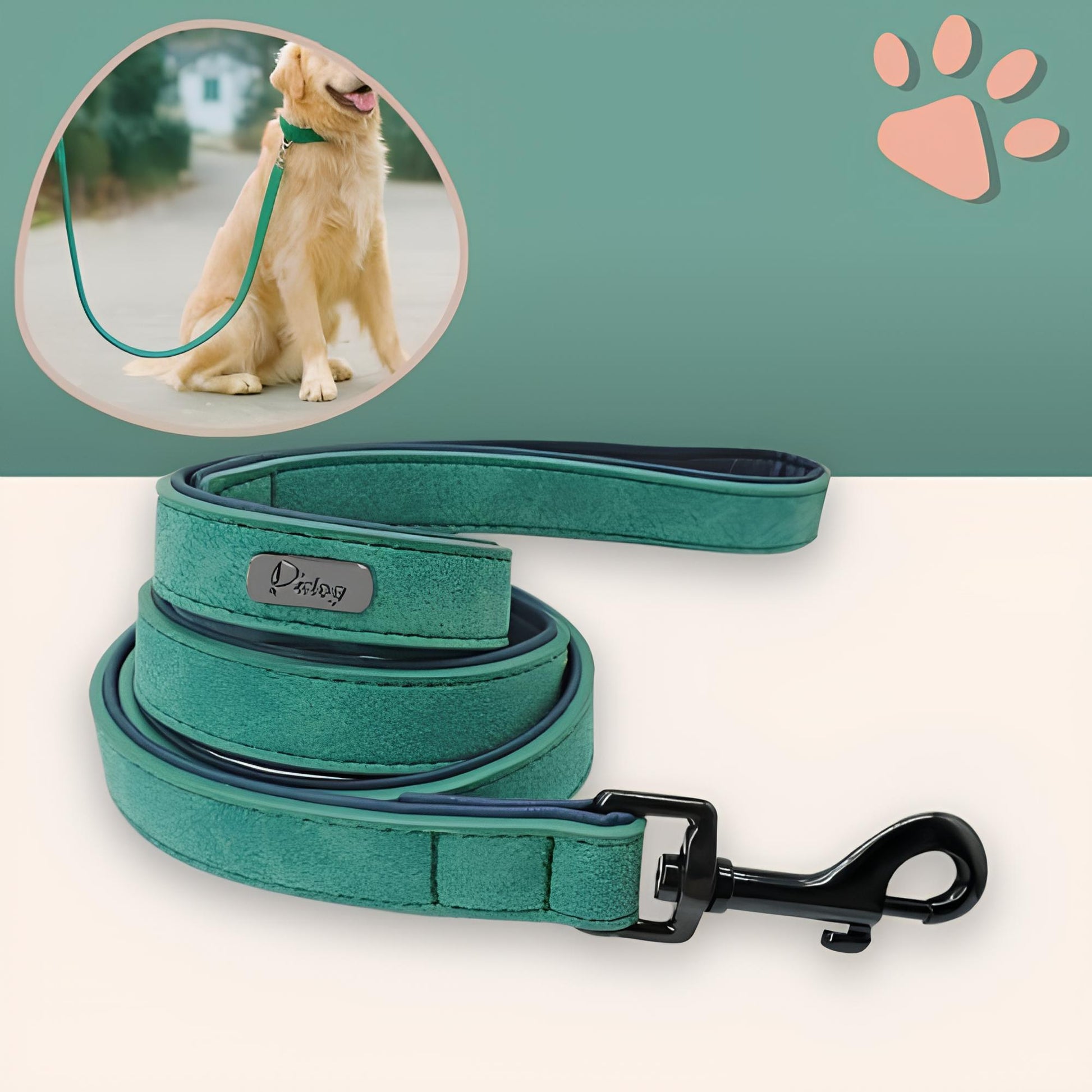 laisse pour chien cuir pu la niche de jules jujusecureleash vert émeraude