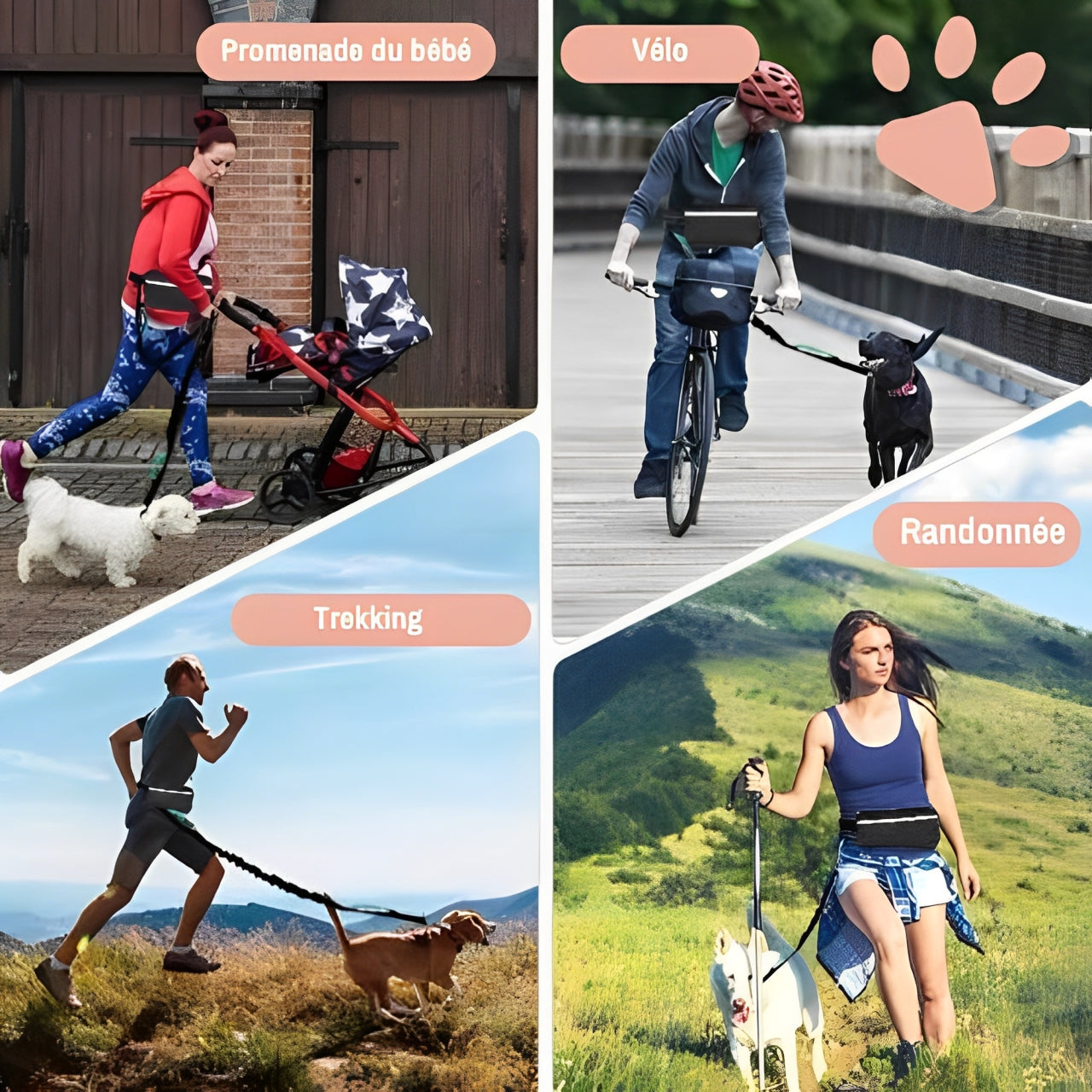 LAISSE MAINS-LIBRES POUR CHIEN | JUJURUNLEASH™  randonnée velo trekking promenade bebe