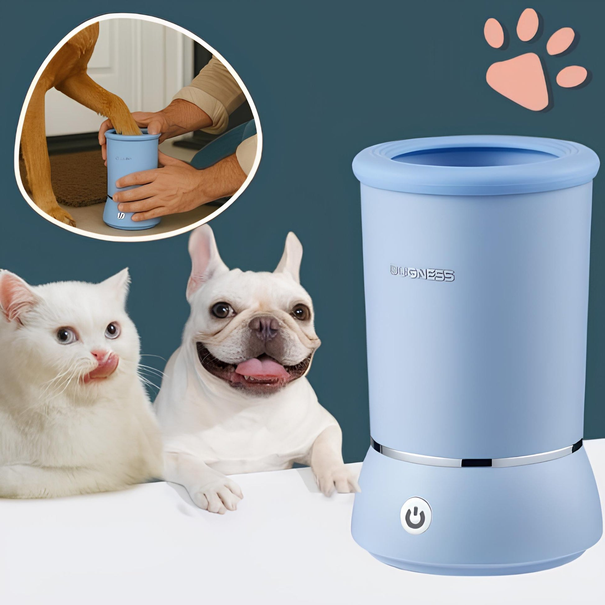nettoyeur de pattes pour chien automatique jujucleanpawsauto la niche de jules bleu