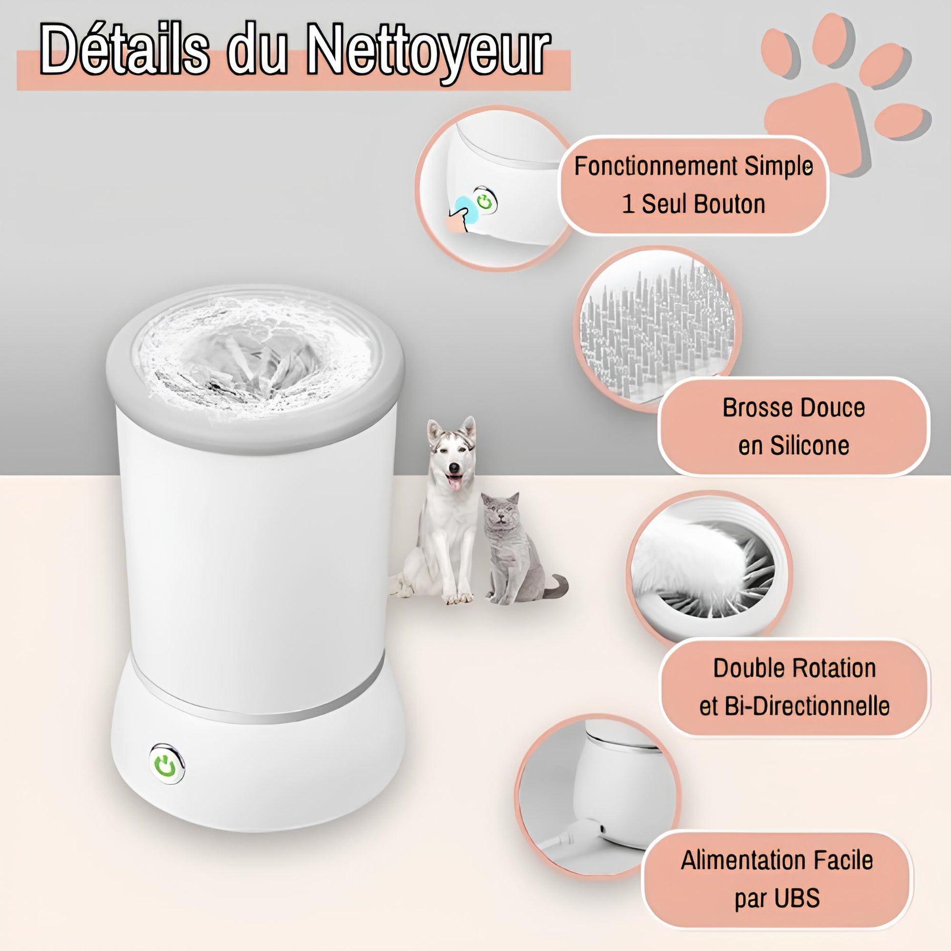 nettoyeur de pattes pour chien automatique jujucleanpawsauto la niche de jules détails du nettoyeur