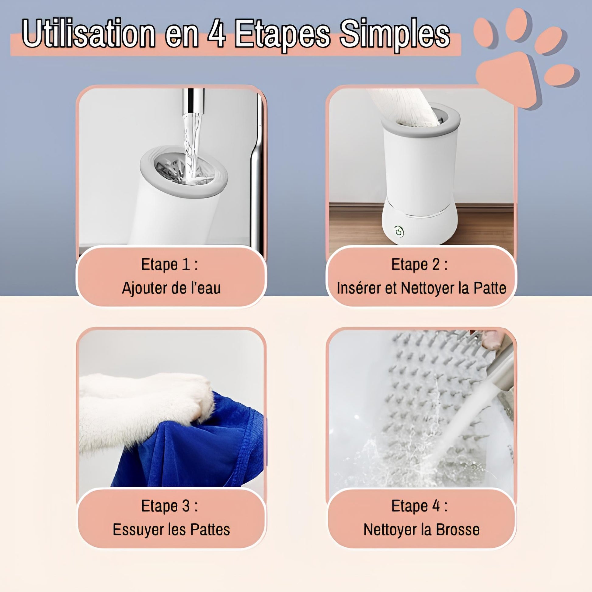 nettoyeur de pattes pour chien automatique jujucleanpawsauto la niche de jules utilisation simple