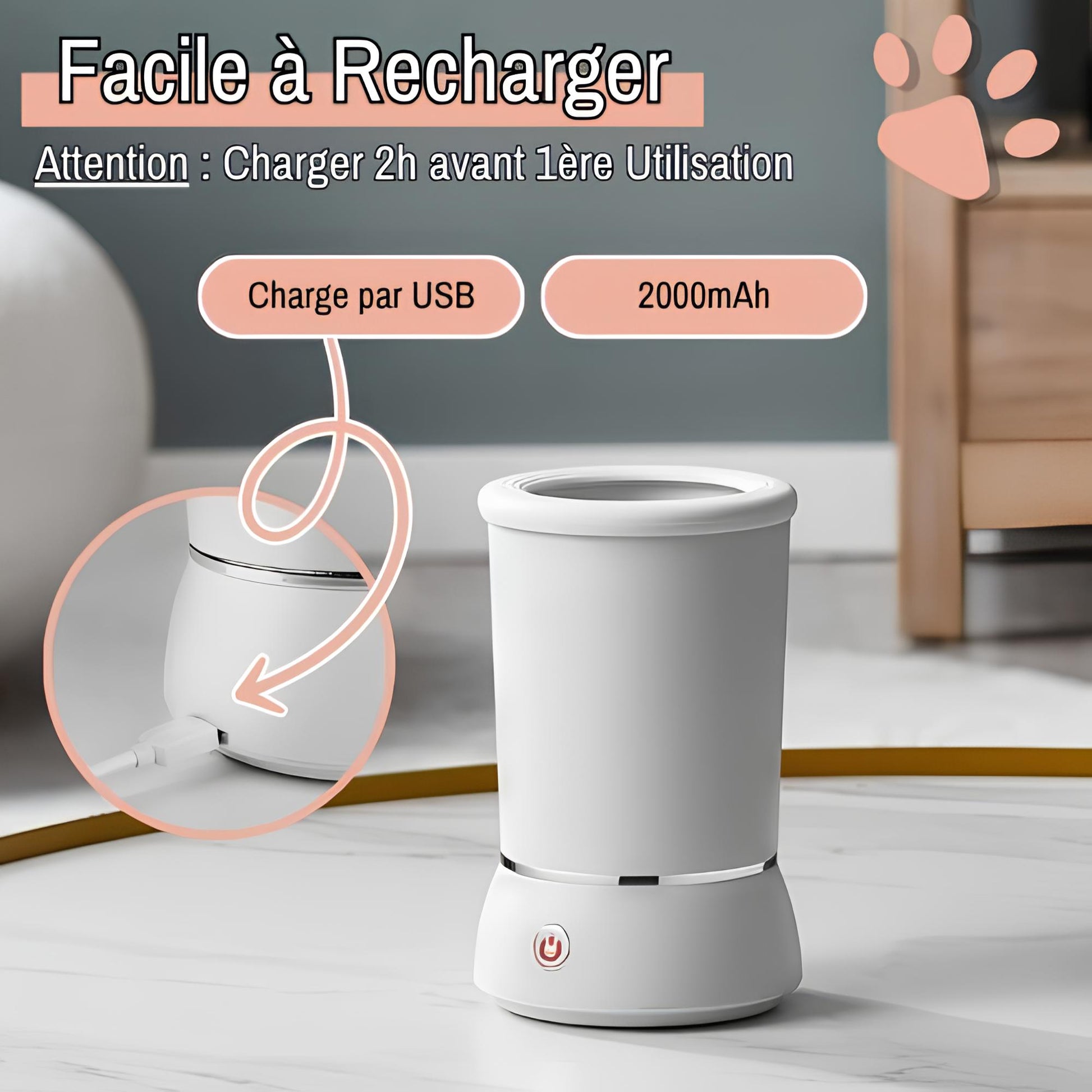 nettoyeur de pattes pour chien automatique jujucleanpawsauto la niche de jules facile à recharger