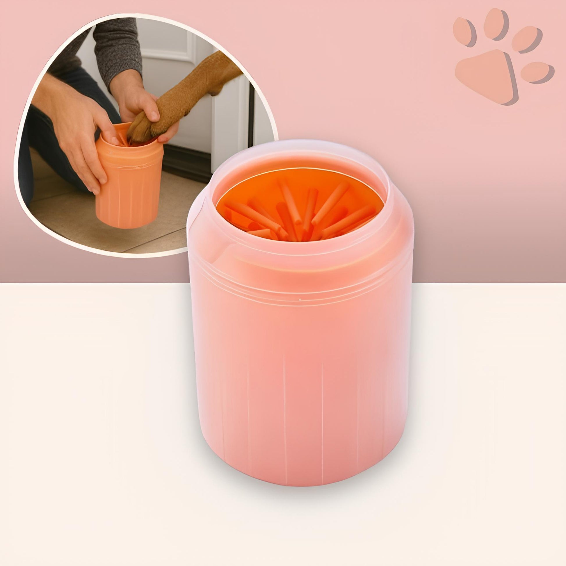 nettoyeur de pattes pour chien manuel jujucleanpawscup la niche de jules orange