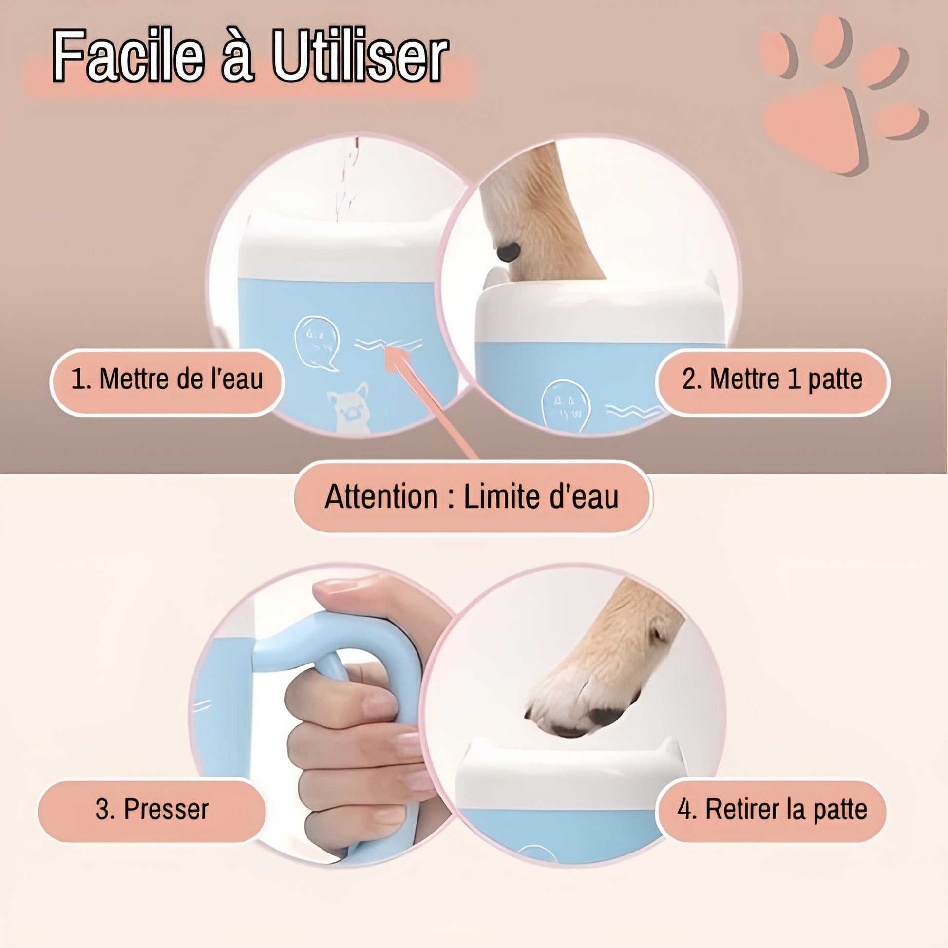 nettoyeur de pattes pour chien semi automatique jujucleanpawsspin la niche de jules facile à utiliser