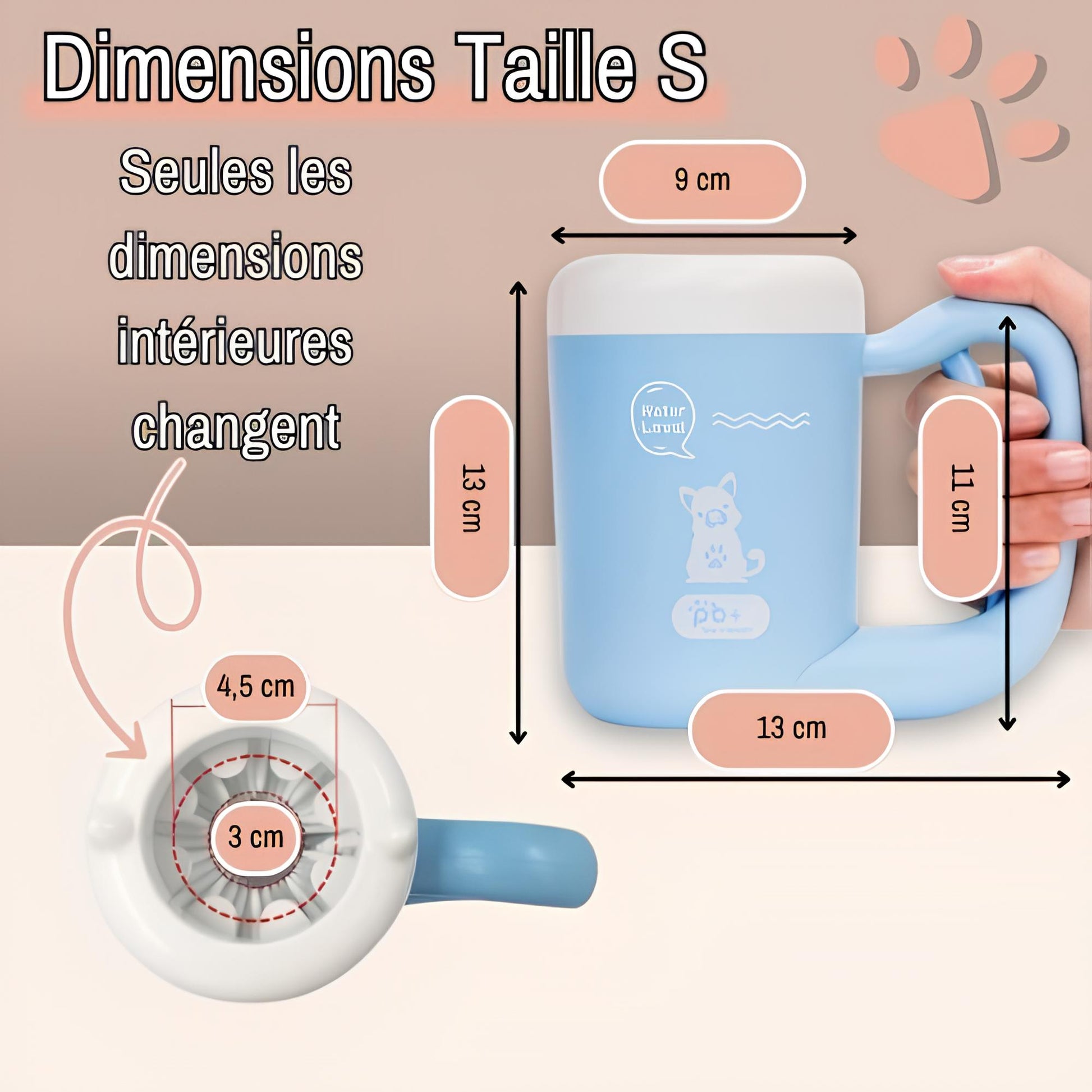 nettoyeur de pattes pour chien semi automatique jujucleanpawsspin la niche de jules Taille S