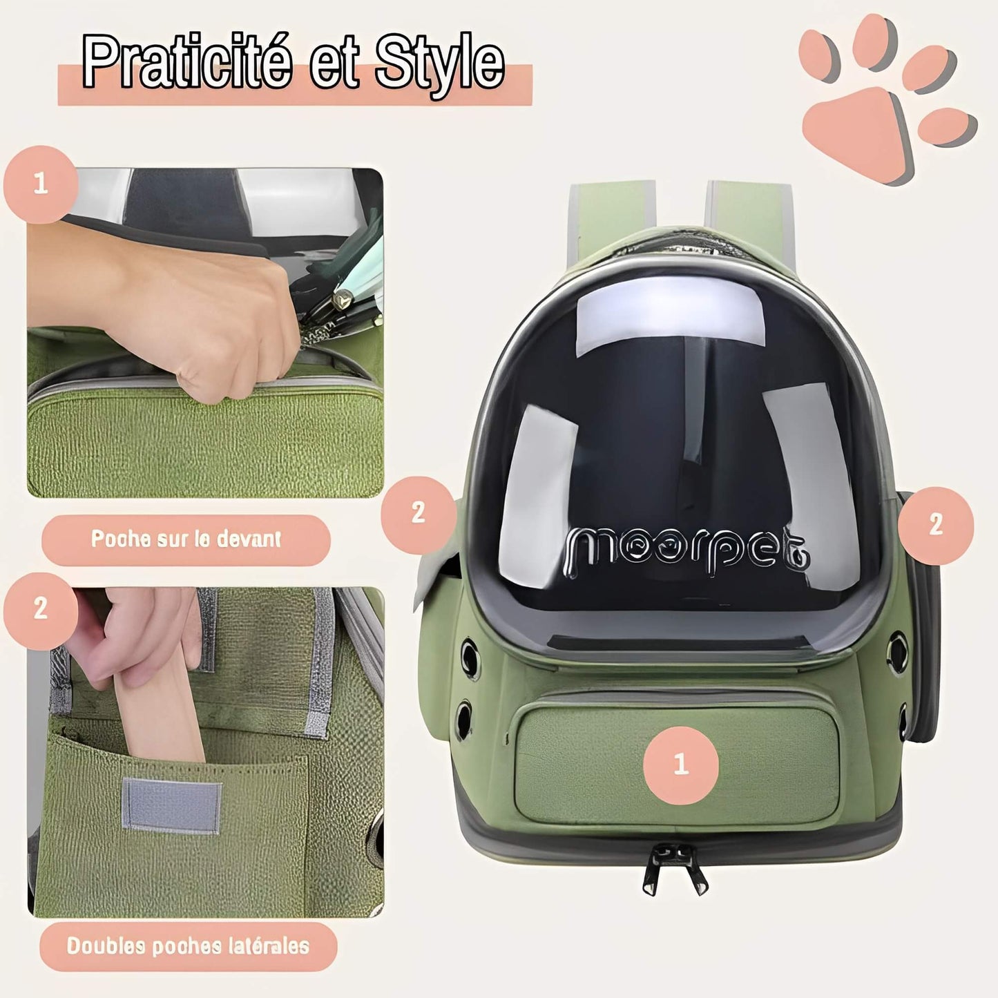 sac dos jujucatpack transport chat capsule praticité et style