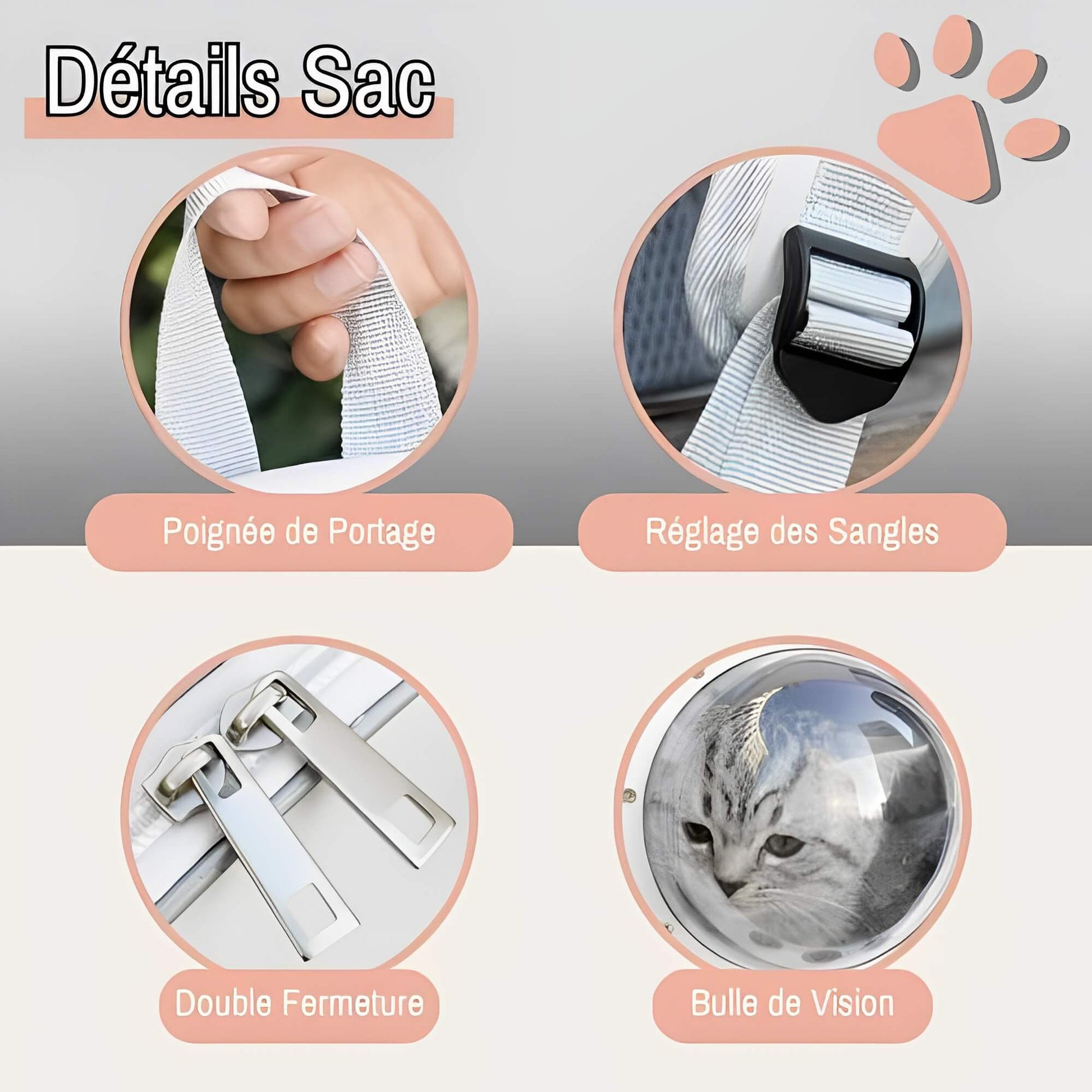 Sac a Dos pour Chat Grande fenêtre JuJuViewBag  la niche de jules  details sac