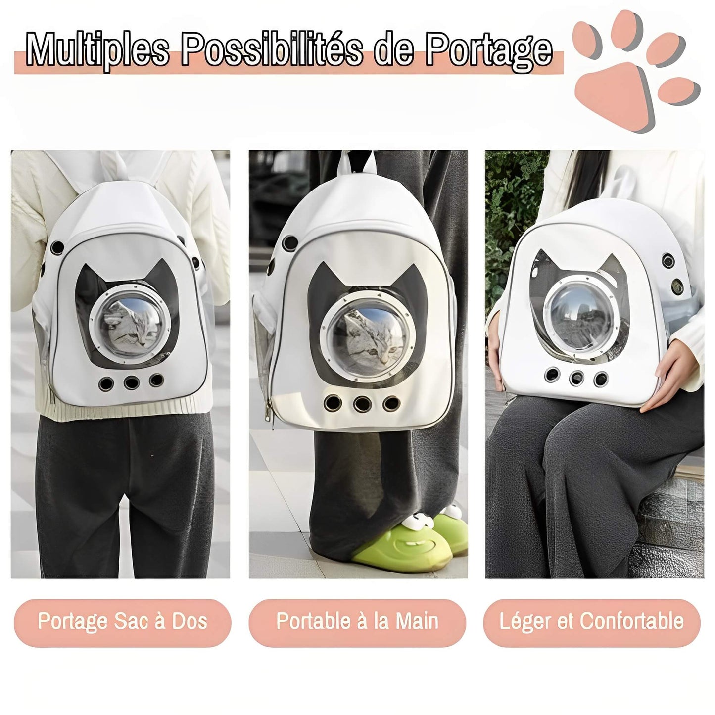 Sac a Dos pour Chat Grande fenêtre JuJuViewBag  la niche de jules multiples possibilités de portage