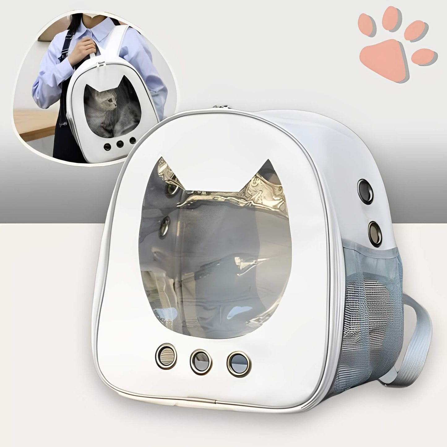 Sac a Dos pour Chat Grande fenêtre JuJuViewBag  la niche de jules blanc sans bulle