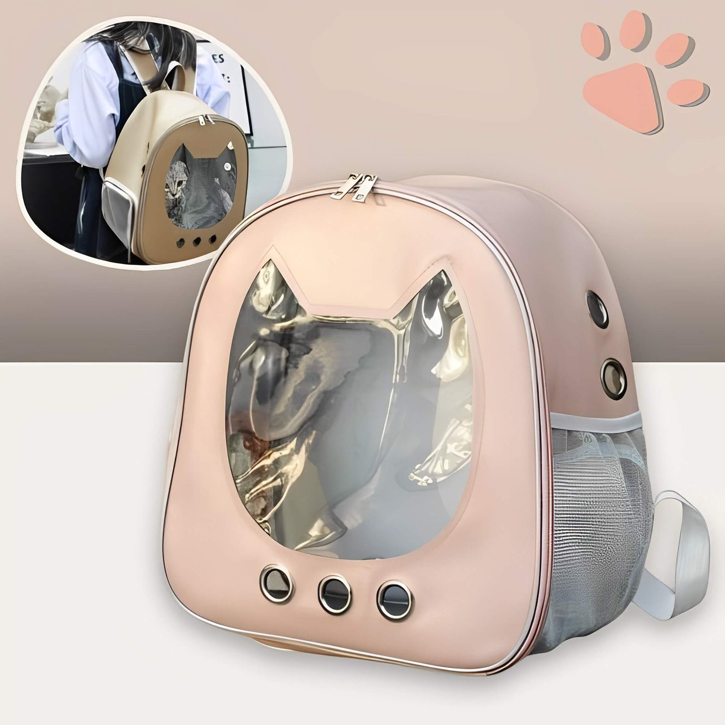 Sac a Dos pour Chat Grande fenêtre JuJuViewBag  la niche de jules brun sans bulle