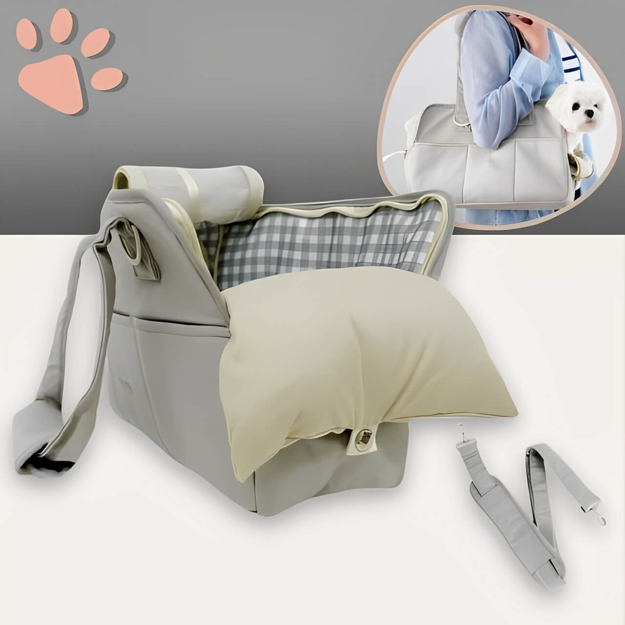 sac de transport pour chien chat jujudeluxebag la niche de jules gris coussin bandoulière