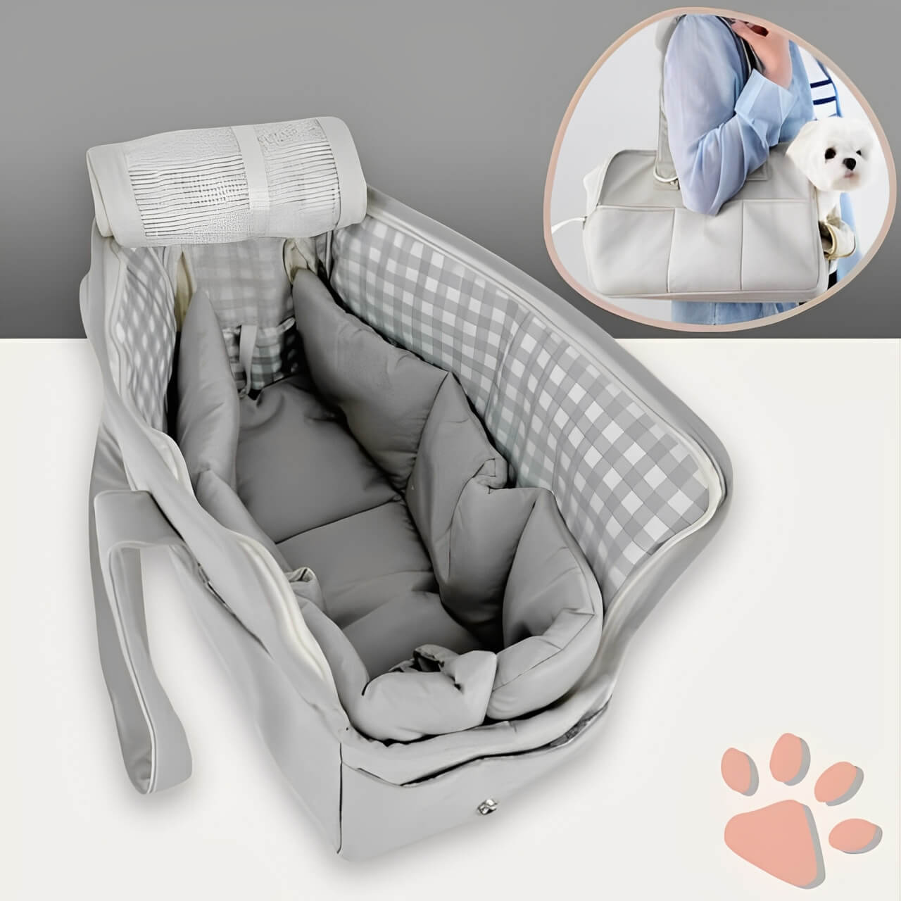 sac de transport pour chien chat jujudeluxebag la niche de jules gris matelas