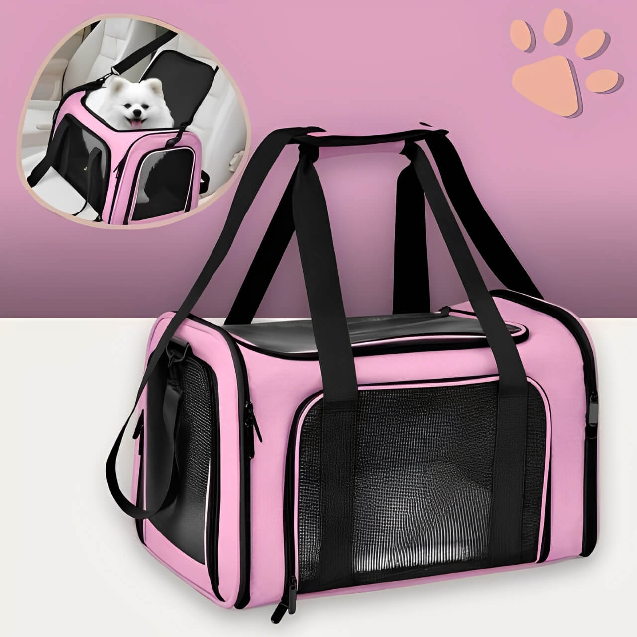 sac de transport pour chien chat jujupetbag la niche de jules rose