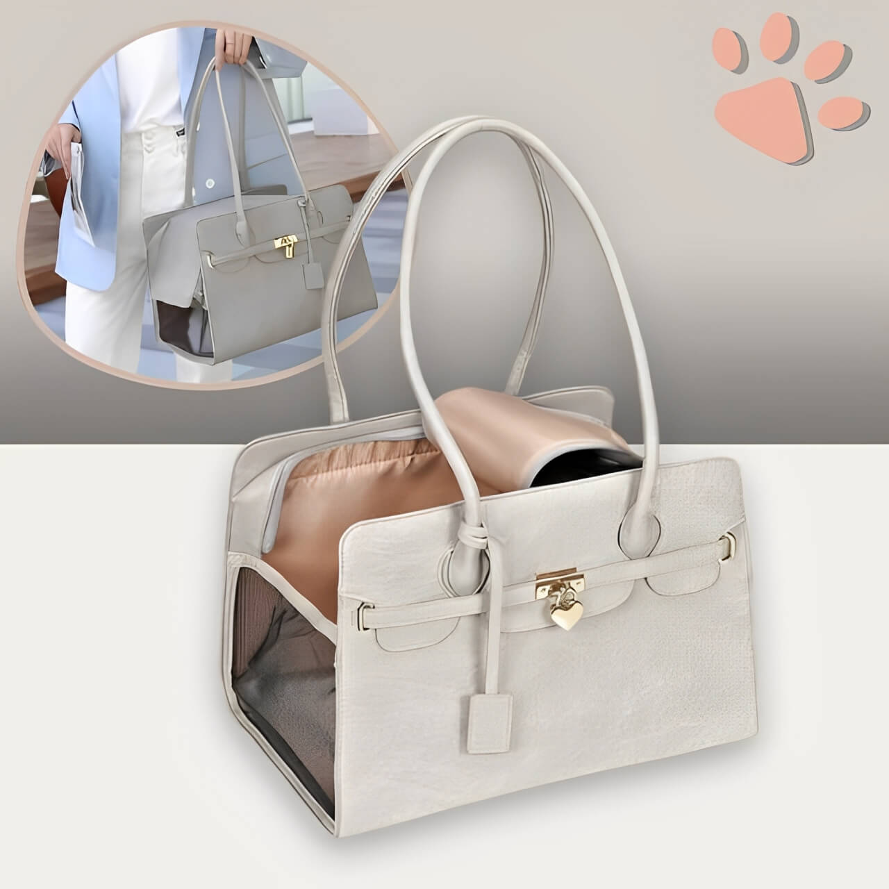 sac de transport pour chien cuir design jujucuirbag la niche de jules gris