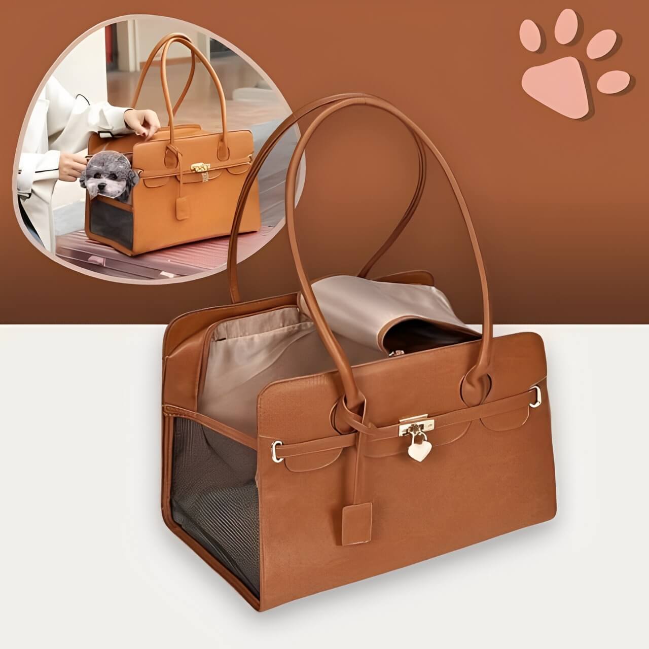 sac de transport pour chien cuir design jujucuirbag la niche de jules marron