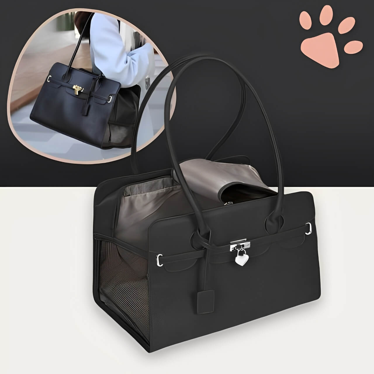 sac de transport pour chien cuir design jujucuirbag la niche de jules noir