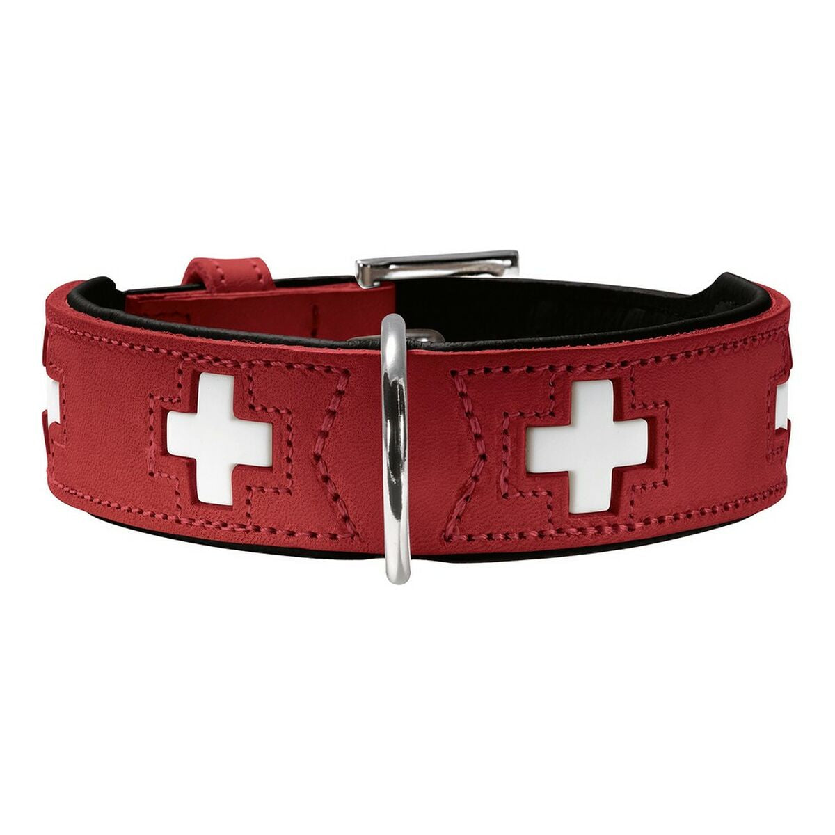 collier pour chien en cuir croix suisse swiss collar hunter JuJuSwissCollar la niche de jules rouge haut de gamme