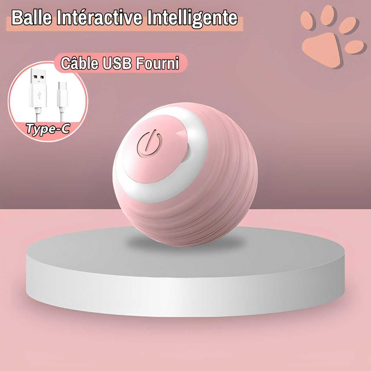 Balle Intéractive pour Chat - Jouet Intéractif Rechargeable - Câble USB Fourni | JuJuSmartCatBall™