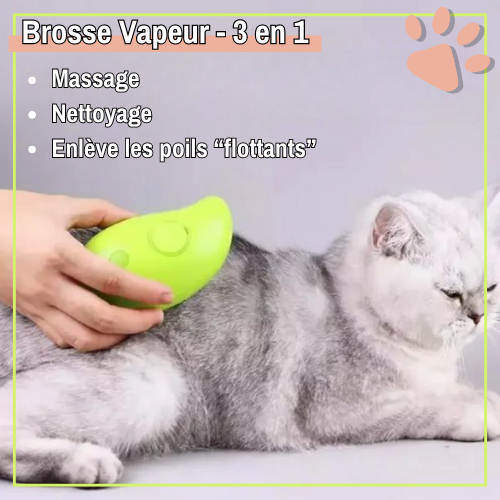 Brosse vapeur pour chat et chien jujuVapBrosse la niche de jules massage nettoyage 3 en 1