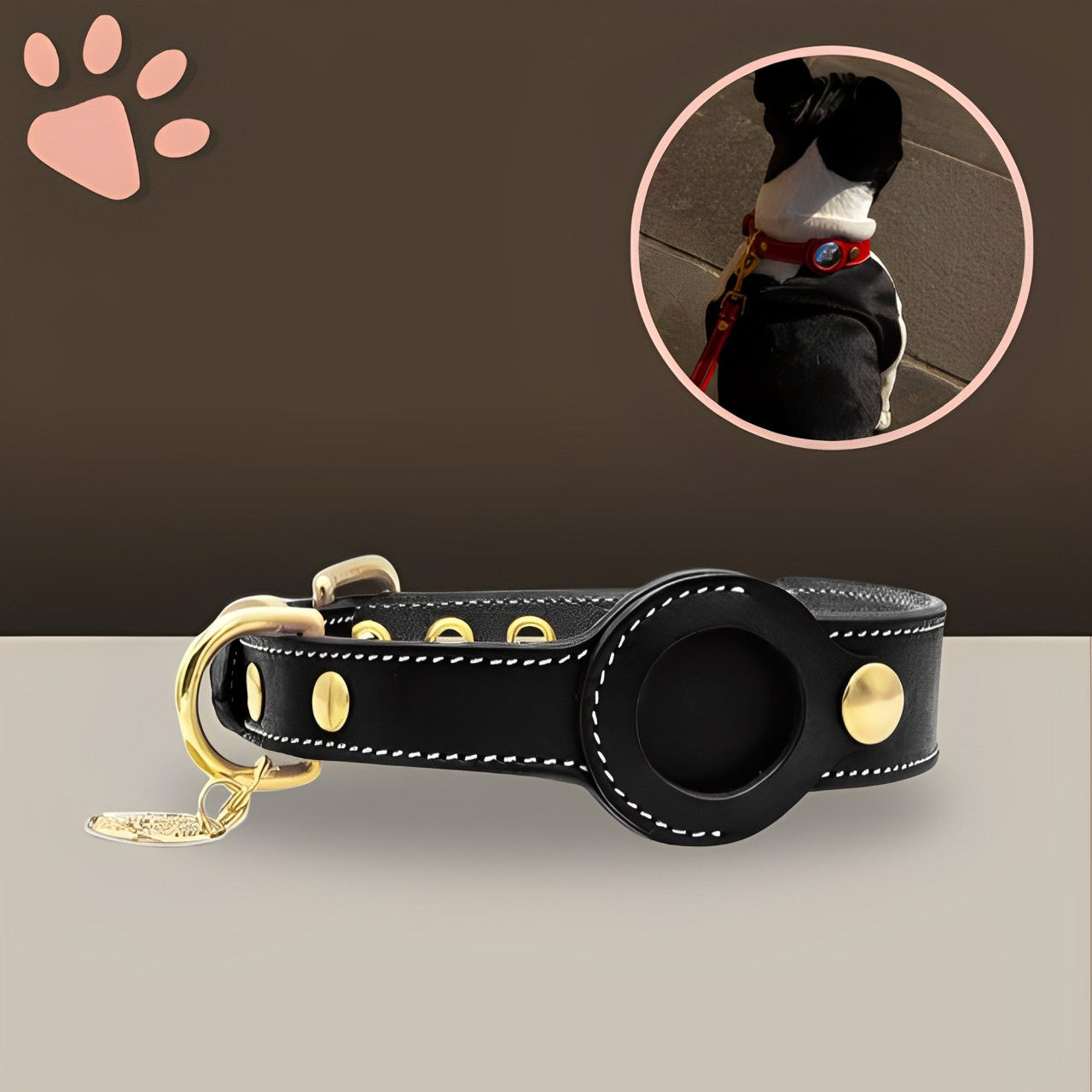 Collier Chien de Luxe pour AirTag la niche de jules jujufinddogluxe noir