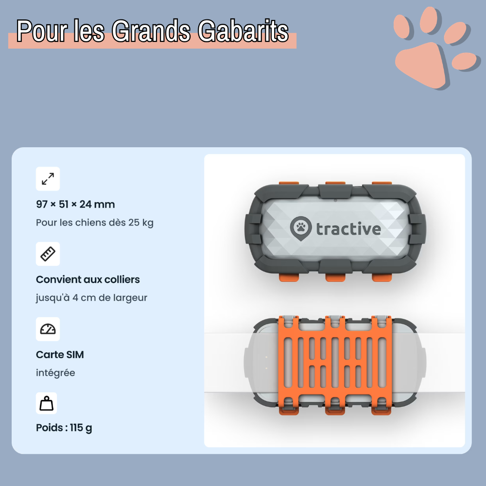 Collier gps pour chien tractive partenaire officiel france la niche de jules modèle grand chien