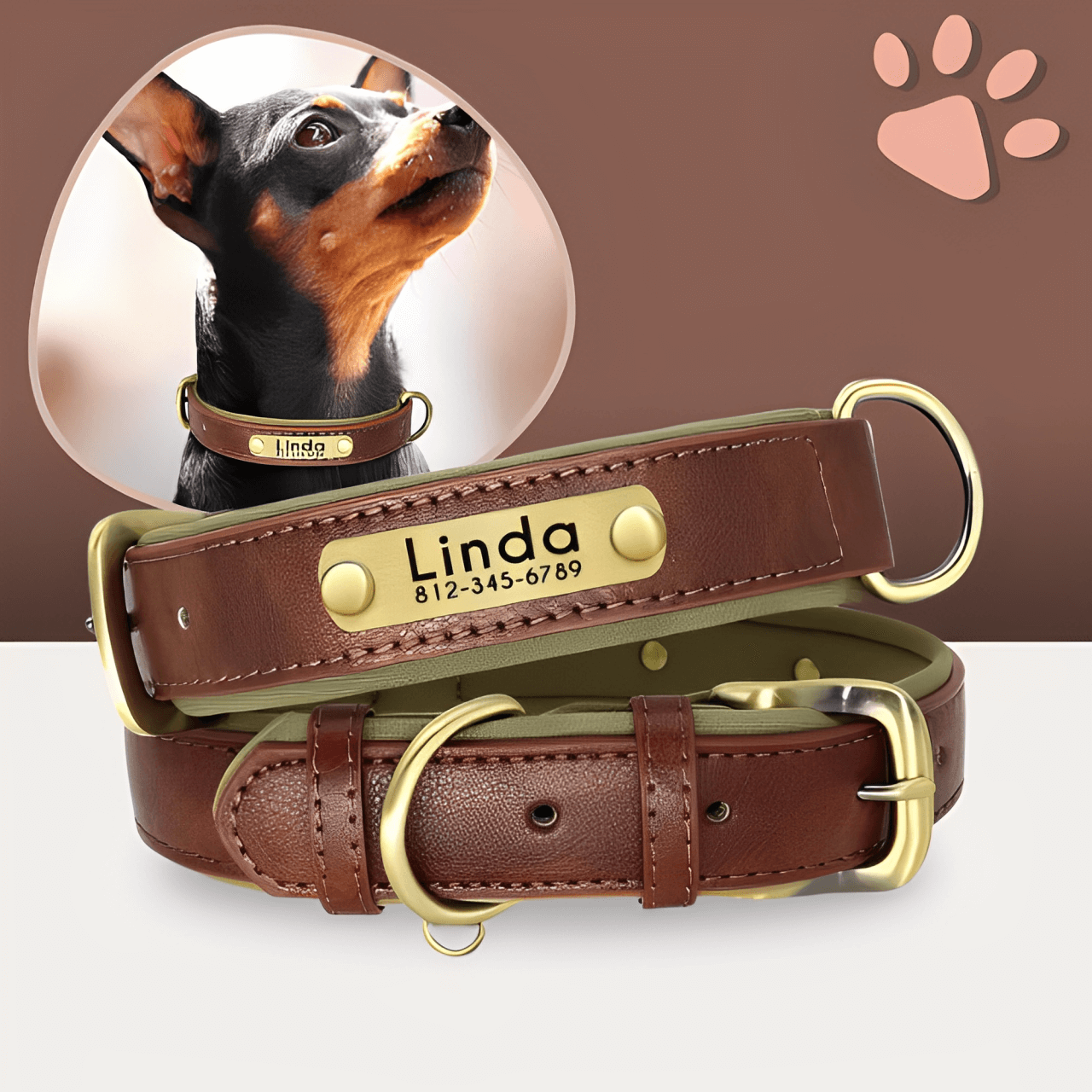 Collier personnalisé pour chien nom personnalisable la niche de jules jujudeluxename marron