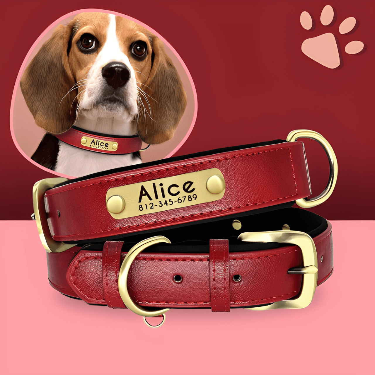 Collier personnalisé pour chien nom personnalisable la niche de jules jujudeluxename rouge