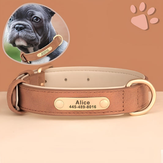Collier personnalise pour chien nom personnalisable la niche de jules jujudeluxename2 marron