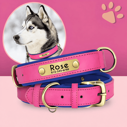 Collier personnalise pour grand chien nom personnalisable la niche de jules jujudeluxename rose