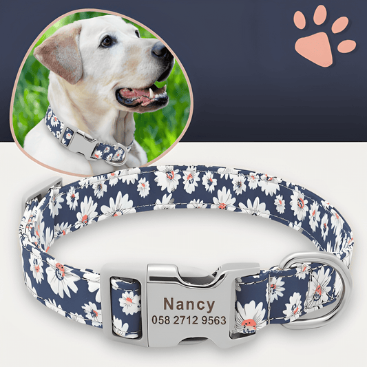 Collier pour chien personnalise prenom telephone personnalisable la niche de jules jujucollartag4 variante5 fleur nancy