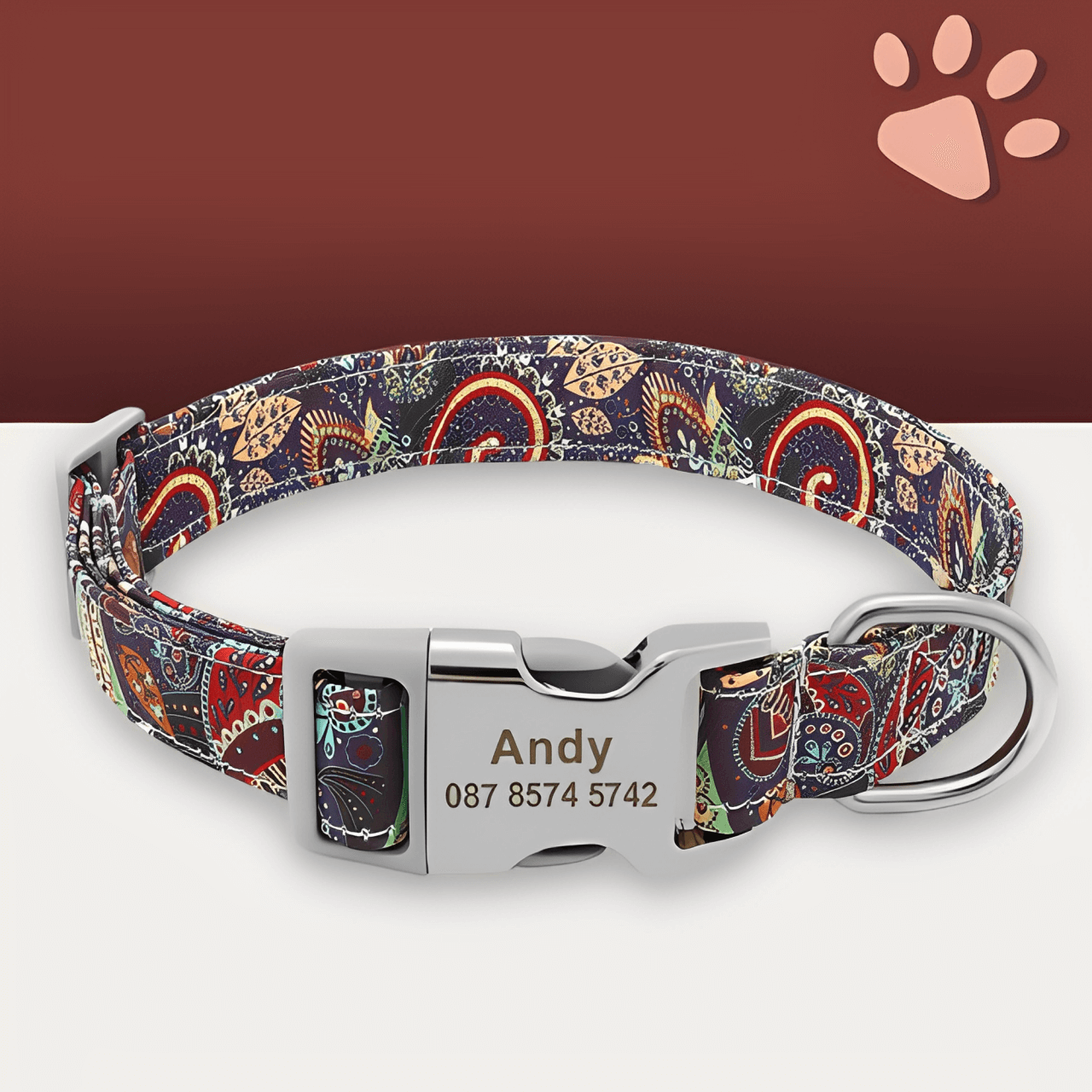 Collier pour chien personnalise prenom telephone personnalisable la niche de jules jujucollartag4 variante7 fleur andy