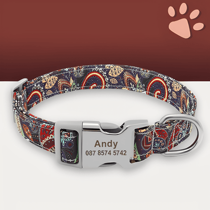 Collier pour chien personnalise prenom telephone personnalisable la niche de jules jujucollartag4 variante7 fleur andy