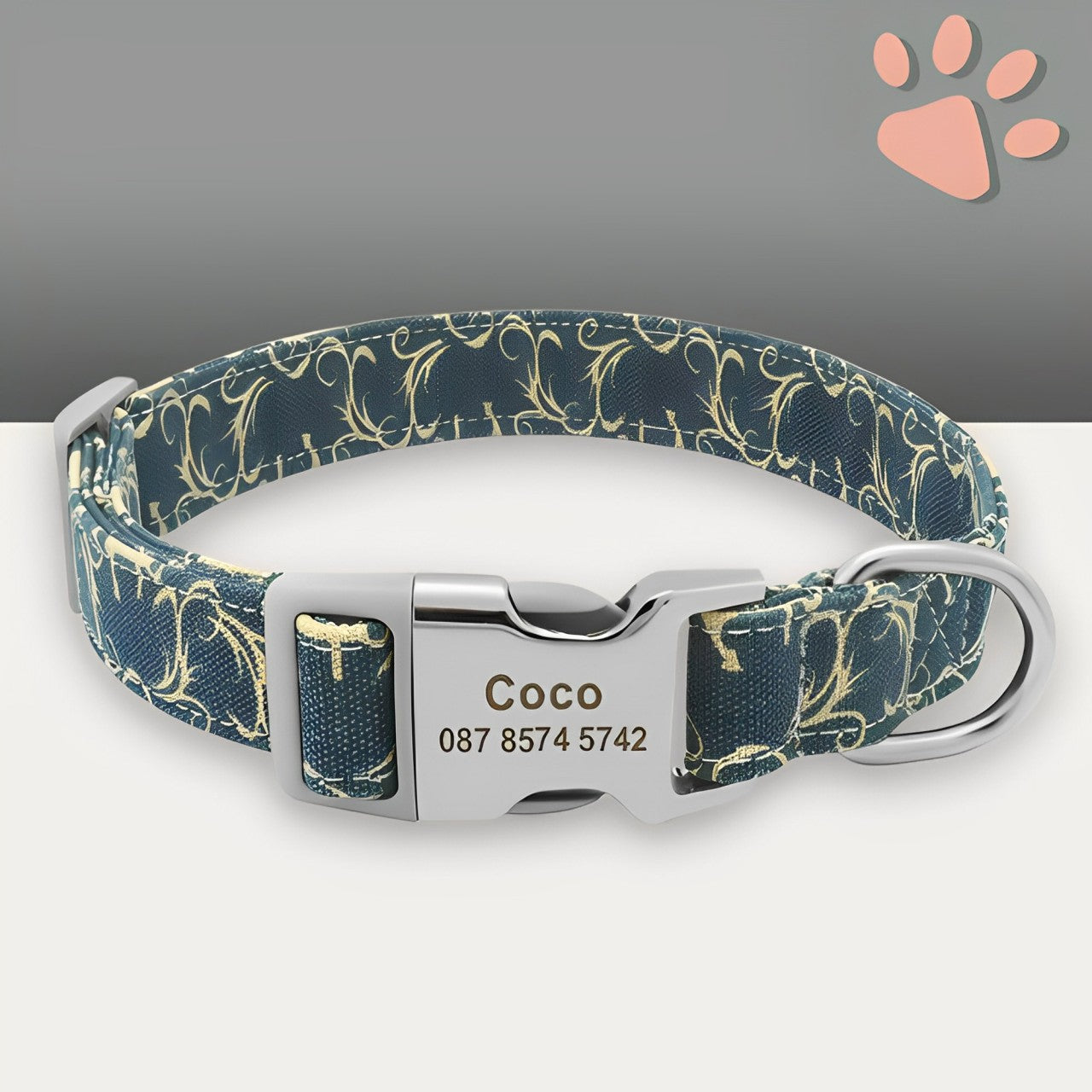 Collier pour chien personnalise prenom telephone personnalisable la niche de jules jujucollartag4 variante8 graphique coco