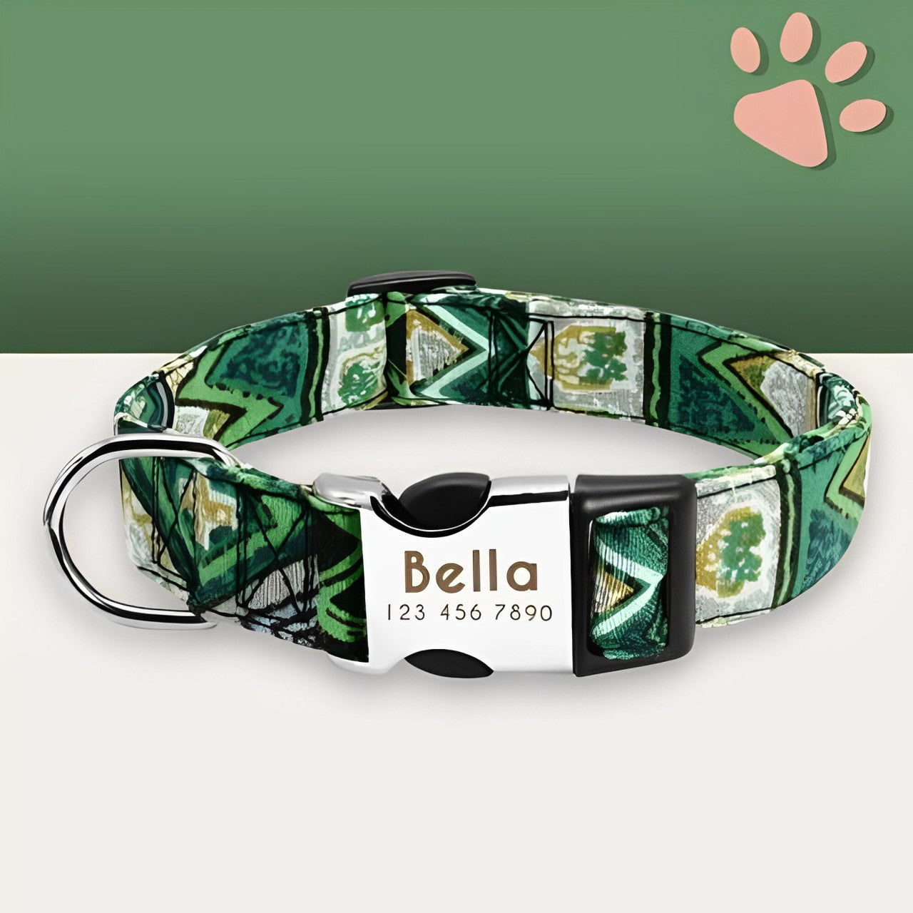 Collier pour chien personnalisé prénom téléphone personnalisable la niche de jules jujucollartag5 vert