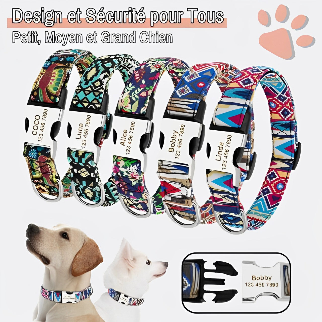 Collier pour chien personnalise prenom telephone personnalisable la niche de jules jujucollartag6 petit moyen grand chien