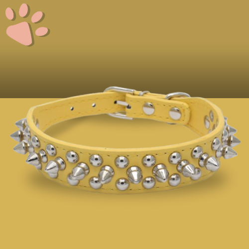 collier punk pour chien la niche de jules punkyjuju jaune