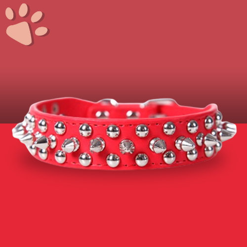 collier punk pour chien la niche de jules punkyjuju rouge