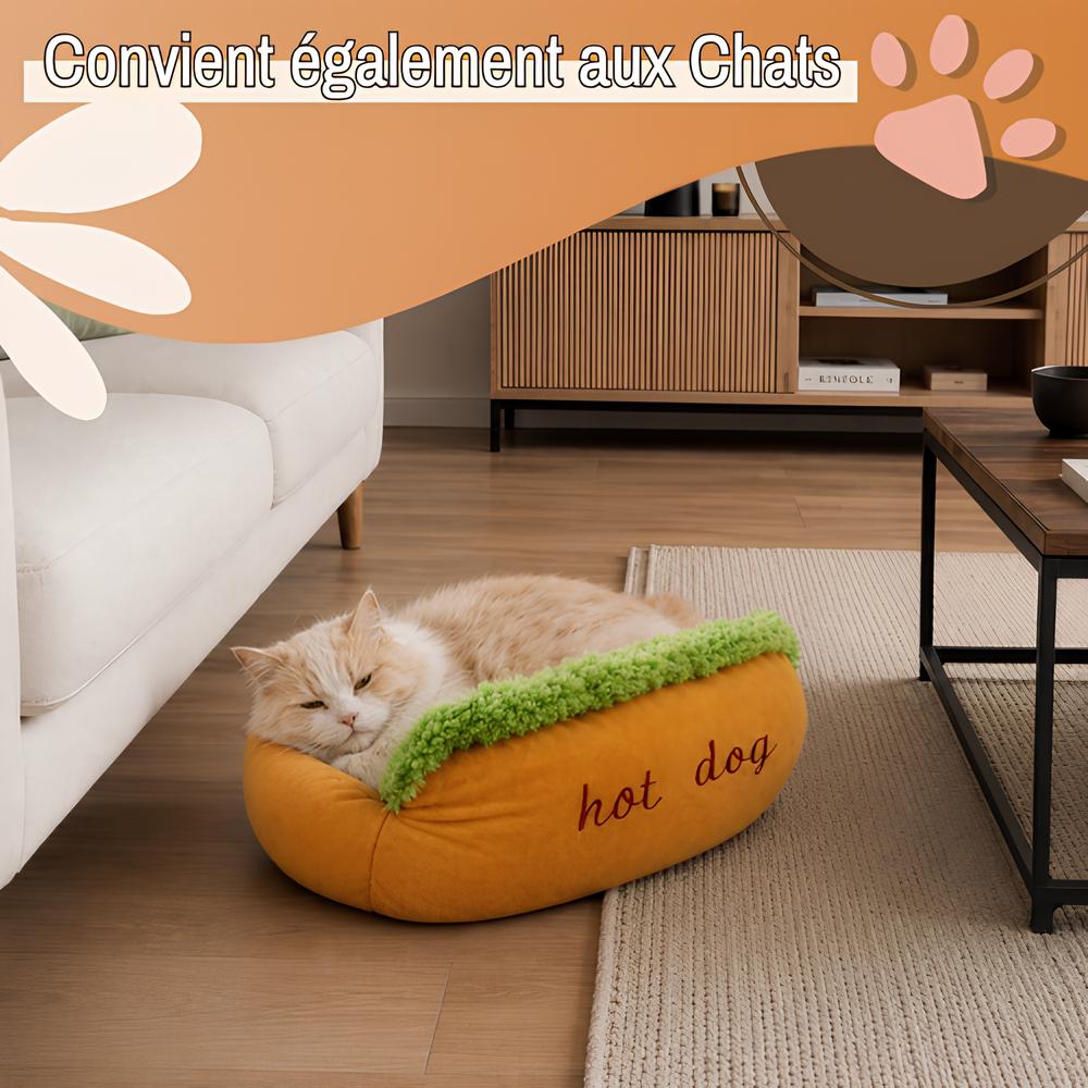 Coussin hotdog pour chien jujuhotdog la niche de jules convient aux chats
