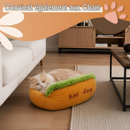 Coussin hotdog pour chien jujuhotdog la niche de jules convient aux chats