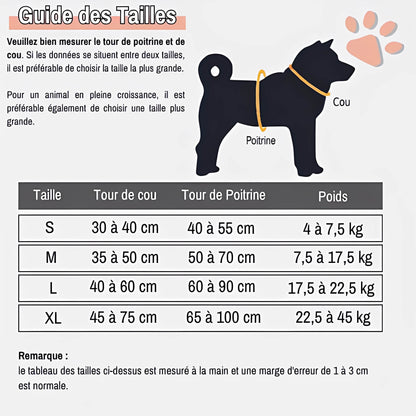 Harnais lumineux pour chien réglable la niche de jules JujuLumiHarness guide des tailles