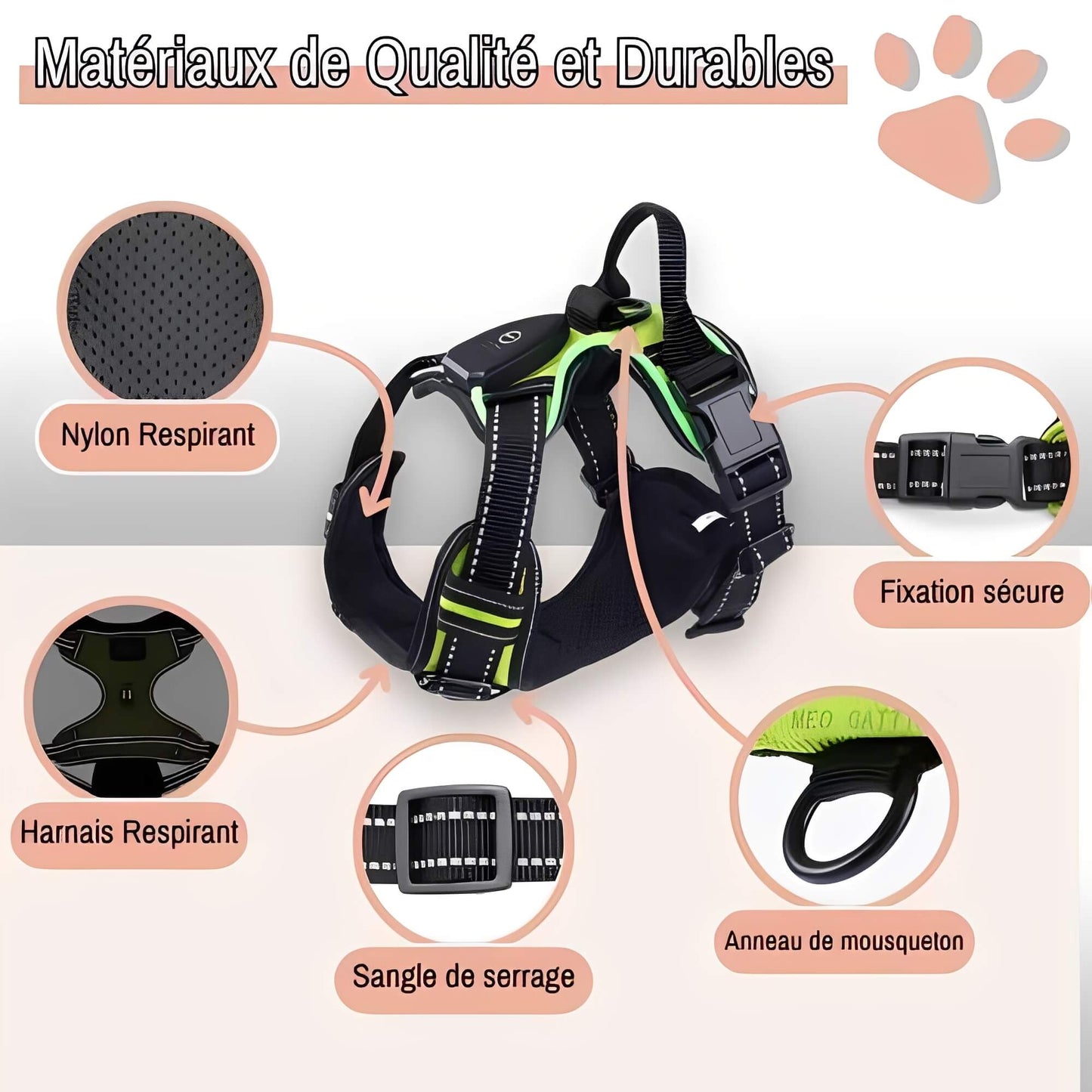 Harnais lumineux pour chien réglable la niche de jules JujuLumiHarness matériaux de qualité et durables